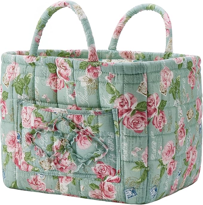 Boho Fabric Storage Basket, Large Capacity Laundry Basket, 12.2'' x 10.23'' x 10.23'' Collapsible Laundry Hamper with Easy Ca
