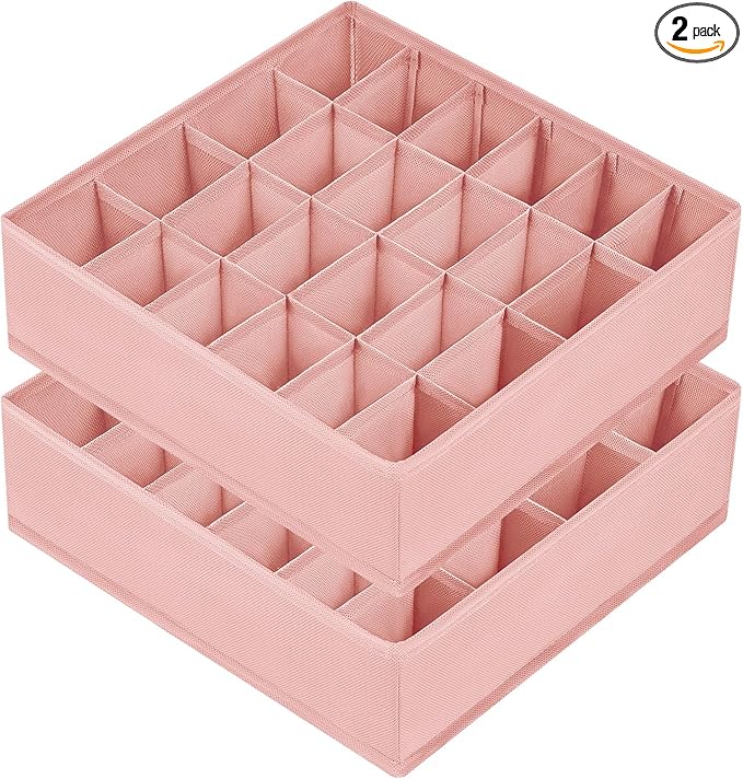 Joyoldelf Sock Organizer Drawer Organizer - 2 Packs Underwear Organizer, 24 Cells Collapsible Closet Organizers and Storage S
