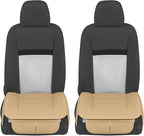 Motor Trend Seat Covers for Cars Trucks SUV, Faux Leather Beige Padded Seat Covers with Storage Pockets, Premium Interior Car