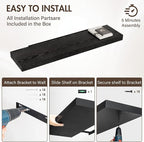 48 Inch Floating Shelves, 12" Deep Floating Shelf Wall Mounted, 48" Wall Shelves, Rustic Deep Bookshelf, Extra Deeper & Thick