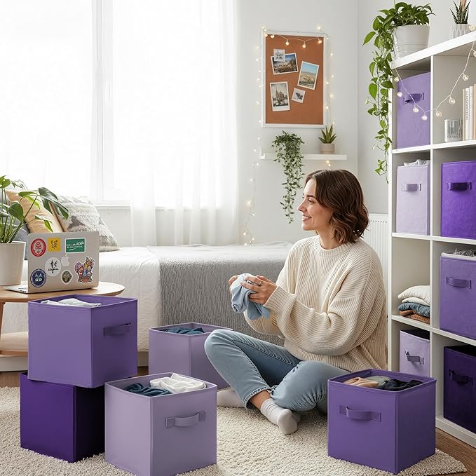 GRANNY SAYS 11 Inch Cube Storage Bins, 6 Pack Cube Storage Organizer with Handles, Storage Cubes for Shelves, Closet, Shelf O