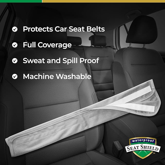 Seatbelt Covers - Removable Car Seat Belt Cover for Women, Men, Kids - Gray 20 in Long Waterproof Seat Belt Cushion with Protection from Sweat and Odor for All Vehicles