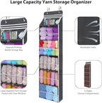 Univivi Hanging Yarn Storage Organizer with 6 Zipper Closure Compartments, Large Capacity Knitting Organizer Storage, Over Th