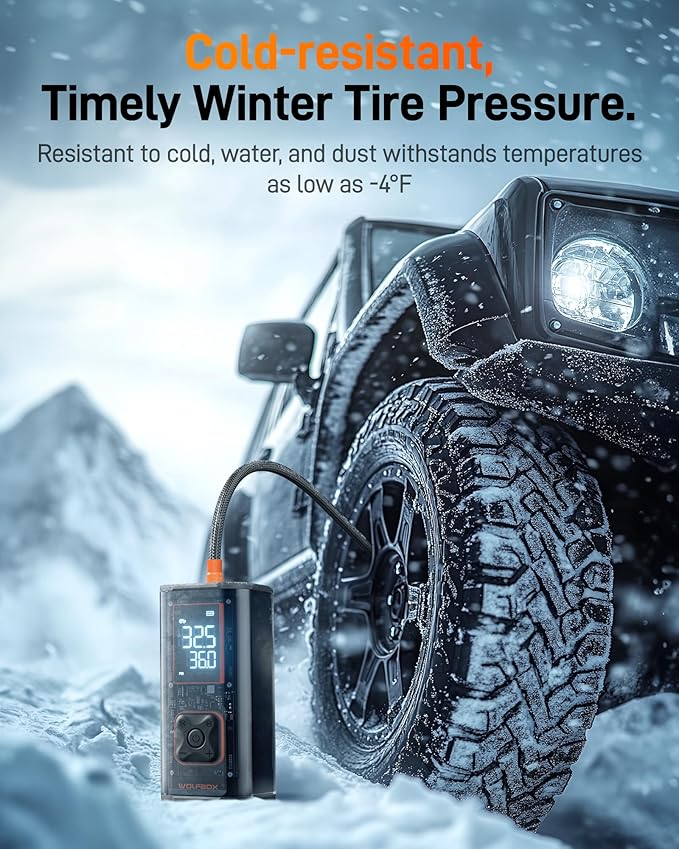 WOLFBOX 150PSI Heavy Duty Tire Inflator Portable Air Compressor,Double- cylinder 45LPM Fast Air Pump for Car Tires,3.5'' LED Display,20'' Hose,Air Compressor for Car,Pickup Truck,Bike