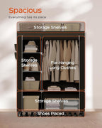 CASAMAYA Portable Closet, 48 Inch Large Capacity Wardrobe Closet, Clothes Storage Organizer with Shelves and Hanging Rod, Eas
