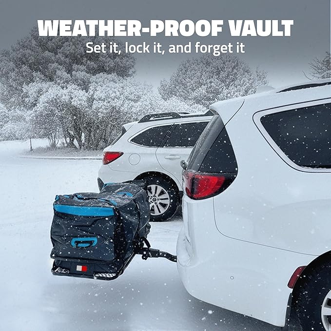 Mockins 60"x20"x6" Heavy Duty Trailer Hitch Cargo Carrier & 16 CuFt Waterproof Cargo Bag | Rust-Resistant Steel 500 Lb Capacity Folding Luggage Rack for SUV, Car, Truck & RV w/Hitch Rack Accessories