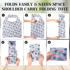 Eccliy 24 Pieces Reusable Grocery Bags Polyester Shopping Bags for Groceries Multi Colors Reusable Foldable Shopping Tote(Flower Style)