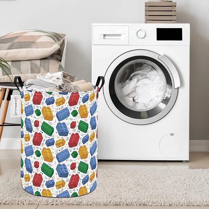 QUEENLALA Large Storage Basket,Laundry Hamper/Bathroom/Home Decor/Collapsible Round Storage Bin,Boys and Girls Hamper/Boxes/C