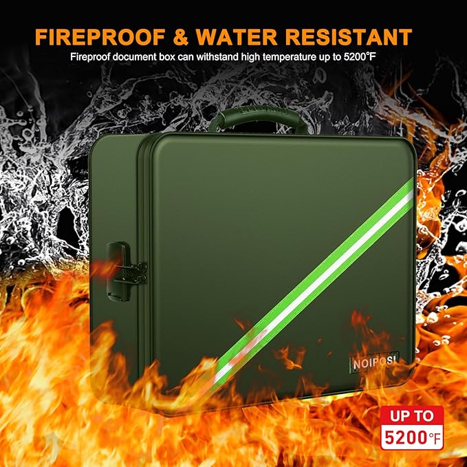 Noiposi Document Organizer with 5200℉ Heat Insulated,Waterproof and Fireproof Document Box,Portable Home Travel Safe Storage 