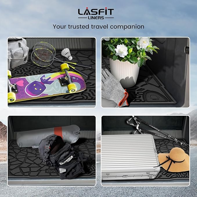 LASFIT Cargo Mat for 2021-2026 Ford Bronco 4-Door TPE Cargo Area Mat Custom Fit Full Coverage Trunk Liner All Weather Protector, Non-Slip