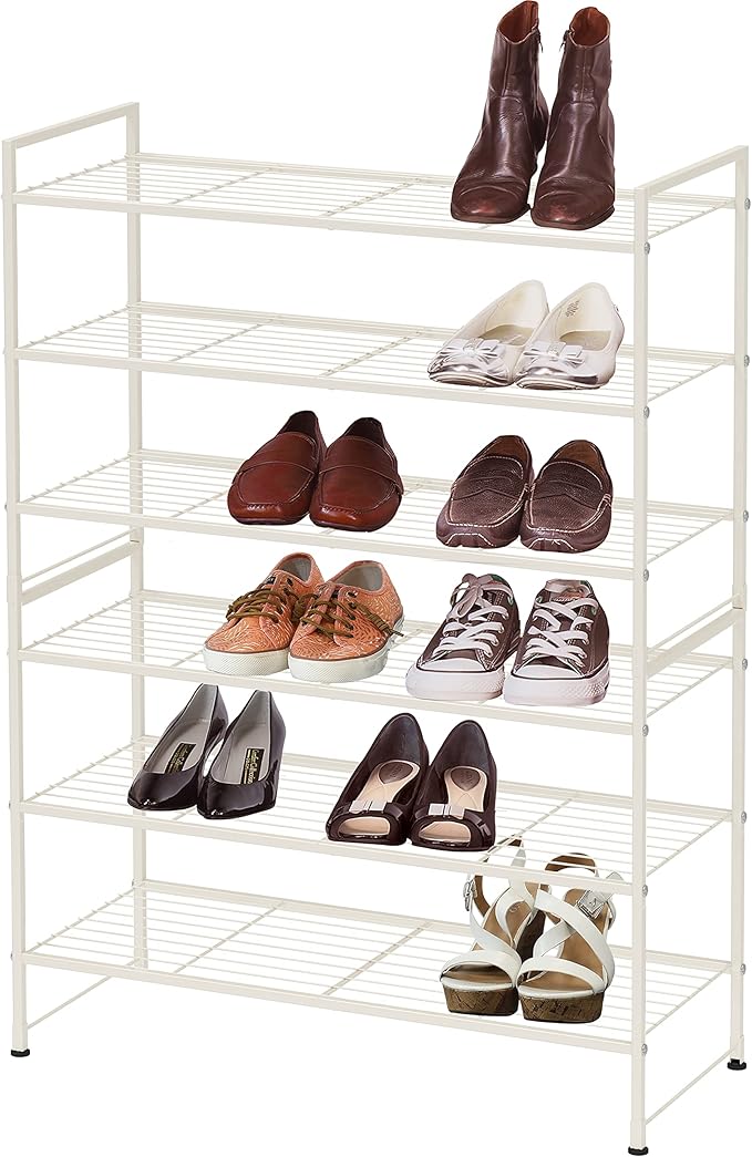 Simple Houseware 3-Tier Stackable Shoes Rack Storage Shelf, White