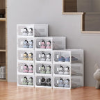 SIMPDIY Shoe Storage, 12 Pack Shoe Organizer for Closet, Shoe Boxes Clear Plastic Stackable Shoe Containers with Lids for Siz