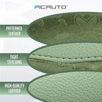 PIC AUTO Steering Wheel Cover, Green Patterned Leather Patchwork Design, Universal Fit 14.5"–15.5", Anti-Slip, Odor-Free, Sof