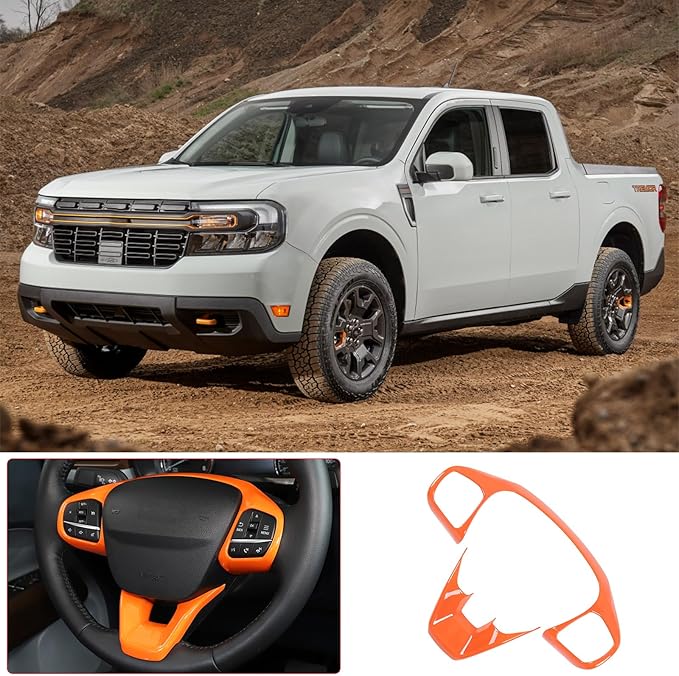 TOYCIDFG Steering Wheel Cover Trim Compatible with Ford Maverick 2022-2025 Car Interior Decoration Accessories (Orange)