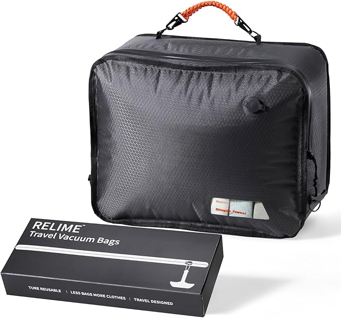 Relime Apex Series Vacuum Bags for Travel Luggage, 180° Open, Reusable Compression Bags for travel Pack, Vacuum Seal Packing 