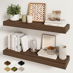 Fun Memories 30Inch Floating Shelves for Wall, 2 Pack Rustic Wood Shelves for Bathroom|Kitchen Wall Mounted Floating Shelf wi