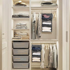 MAX Houser 3 Tier Shelf Hanging Closet Organizer, Closet Hanging Shelf with 2 Sturdy Hooks for Storage, 2 Pack, Foldable (Gre