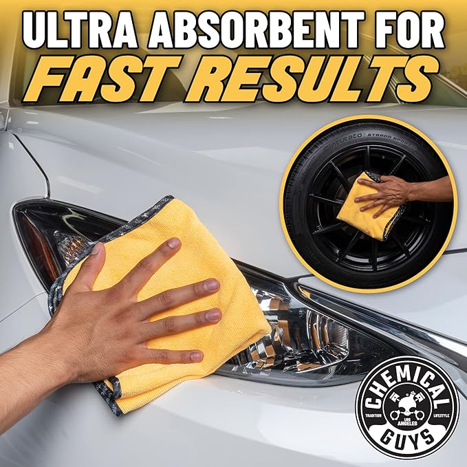 Chemical Guys Professional Grade Premium Microfiber Towels for Cars, Gold, 16" x 16", Ultra-Soft and Scratch-Free Car Detaili