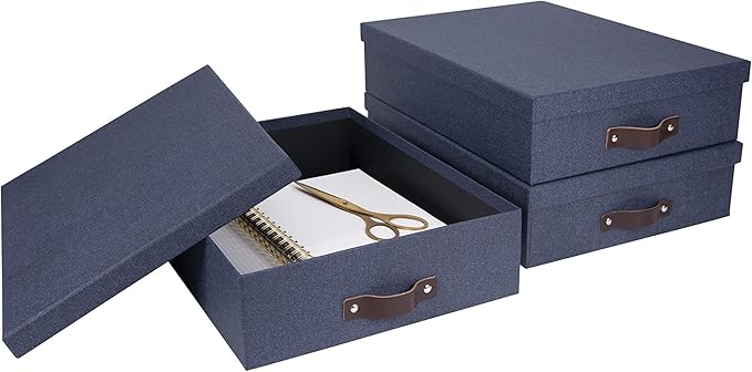 Bigso Oskar Canvas Fiberboard Document Letter Box | File Organizer Document Box for Important Paperwork | Document Storage Bo