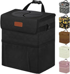 Car Trash Can for Cute, Bag Bin Hanging Waterproof Automotive Car Garbage Cans Leak Proof Vehicle Trash Can Diamond Pattern-Black