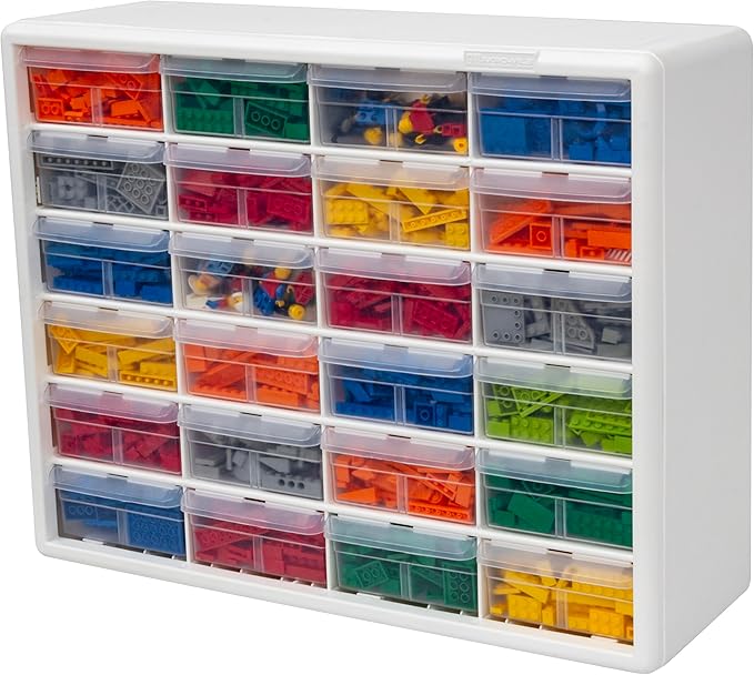 Akro-Mils 24-Drawer Plastic Drawer Storage Cabinet for Garage Organization, Bead Organizer, Building Bricks Storage, Teacher 