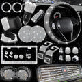 NBTEPEM 27 PCs Bling Car Accessories Set for Women, Steering Wheel Covers Universal Fit 15 Inch, Bling License Plate Frame, Bling Phone Holder, Bling Car Coasters (Silver Diamond)