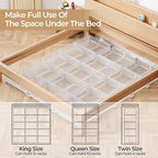 Yecaye Under Bed Storage with Wheels, 2 Pack Under Bed Shoe Storage Organizer Drawer, Tool-free Assembly Metal Underbed Stora