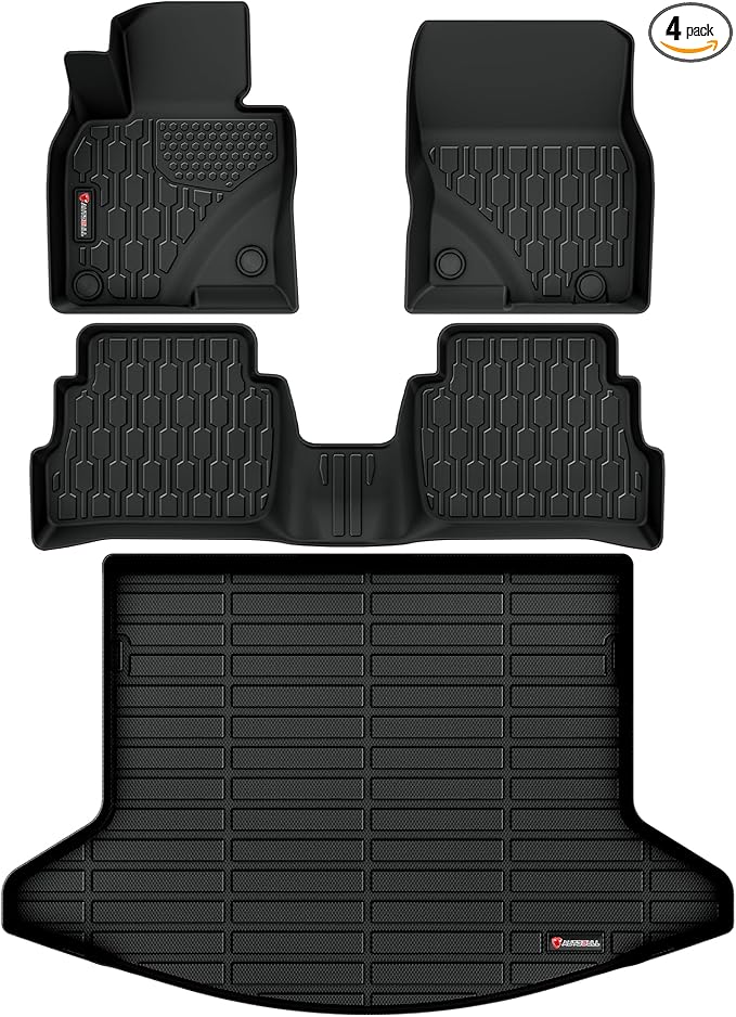 Floor Mats & Cargo Liner Compatible with Mazda CX-5 2017-2025 Cargo Mat, Full Set All Weather Protection 1st, 2nd Row Car Liners & Trunk Mat, Black