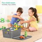 8-Pack Grey Plastic Storage Baskets with Lids, Label Organizers, Stackable Organizer Containers: For Organizing Shelves, Draw