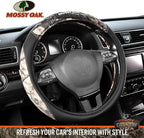 Mossy Oak Camo Steering Wheel Cover - PU Leather and Cotton Twill, Universal Fit 14 1/2 inches to 15 inches - Officially Lice