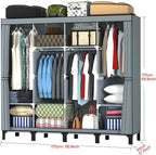 Non-Woven Wardrobe, No Tools Required, Large Capacity, Easy Assembly, Movable, Storage Rack, Waterproof, Dustproof, Stain Res