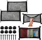 2 Pack Small Cargo Net Pocket Storage Pouch Bag 21 x 9.8 Inches RV Netting Elastic Automotive Cargo Nets with 8 Mounting