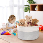 MEGASKET XXXL Large Cotton Rope Blanket Basket for Living Room, Woven Rope Storage Baskets for Organizing, Nursery Kids Toy B