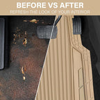 CAR PASS Heavy Duty Sporty Rubber Car Mats, Deep Dish All Weather Car Floor Mats Full Set, Waterproof Anti-Slip Automotive Matts Rugs Trim to Fit for Most Sedans SUVs, 4-Piece All Beige