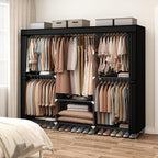 MOGELAFOO 83" Closet Wardrobe, Portable Closet for Bedroom, Freestanding Clothes Rack with Non-Woven Fabric Cover, 5 Hanging 