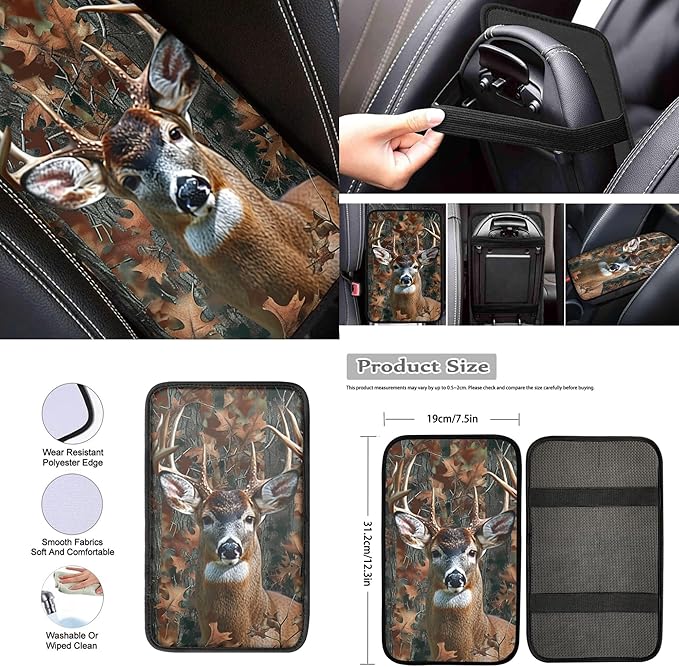 Camouflage Hunting Deer 13 Pack Car Seat Cover Set for Front and Rear, Auto Interior Accessories Full Set for Women Men Car Seat Protective Covers Universal Fits for Most Vehicles