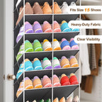 UVIAHOMI 20-30 Pairs Over the Door Shoe Organizer, Clear Pockets Hanging Shoe Storage for Closet, 10-Tier Door Shoes Rack, Ha