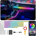 Interior Car LED Strip Lights, RGB 6 in 1 Dynamic Dreamcolor Chasing Acrylic LED Lights for Car, USB Powered Ambient Lighting Kits with Wireless APP, Sound Active Function Car Neon Lights (6 in 1)