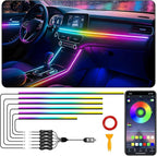 Interior Car LED Strip Lights, RGB 6 in 1 Dynamic Dreamcolor Chasing Acrylic LED Lights for Car, USB Powered Ambient Lighting Kits with Wireless APP, Sound Active Function Car Neon Lights (6 in 1)