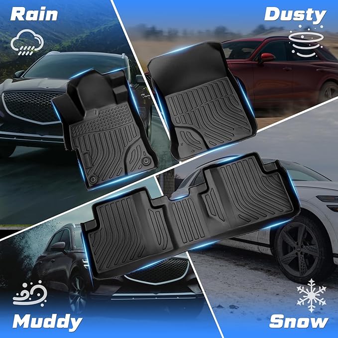 Sunsdrew Floor Mats for 2012-2015 Honda Civic Sedan, All Weather Car Mats Front Rear 2 Rows Floor Liners for Civic Accessories TPE Rubber Raised Edge (Not for Coupe)
