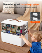 4-Tier Medicine Cabinet Organizer with Leather Handle, Empty Plastic First Aid Kit, Multipurpose Storage Box with A Portable 