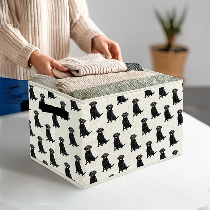 Black Lab Gifts Storage Bins & Boxes with Handles,Dog Foldable Basket for Organizing Dog Lovers Women,Labrador Retriever Chri