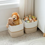 NaturalCozy Storage Cubes 11 Inch Cotton Rope Woven Baskets for Organizing, 3-Pack | Cube Storage Bin | Square Storage Basket