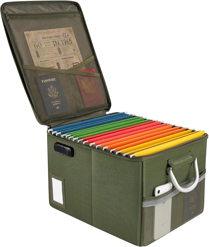 TOMKID Fireproof Document Box, Fire Proof Safe Box for Home Document Organizer with Lock, Fire Organizer Office Storage Cabin