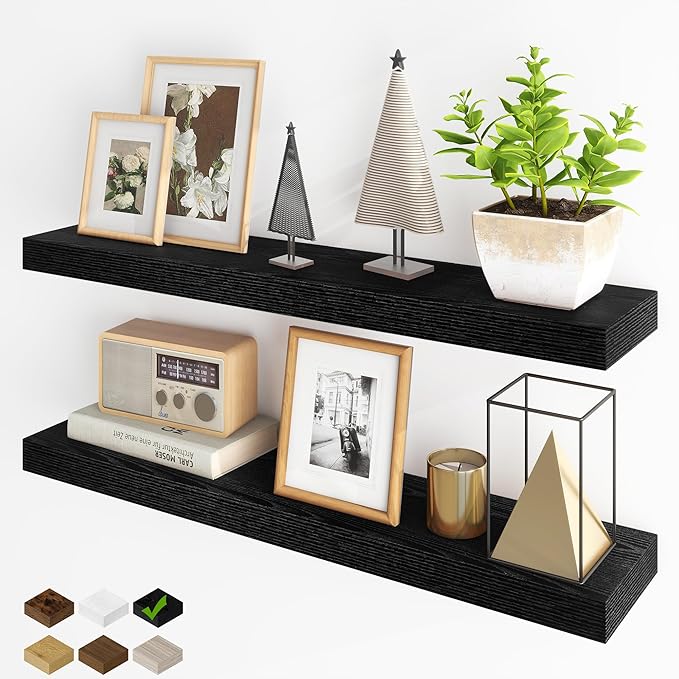 Fun Memories Floating Shelves for Wall, 36Inch Floating Shelves Set of 2, Hanging Shelf with Invisible Brackets, Bathroom She