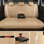 CAR PASS Bling Diamond Car Seat Covers Full Set, Shining Glitter Rhinestone Waterproof Faux Leather Interior Sets Universal Fit Automotive Glitter Crystal Sparkle Strips for Cute Women Girl, Beige