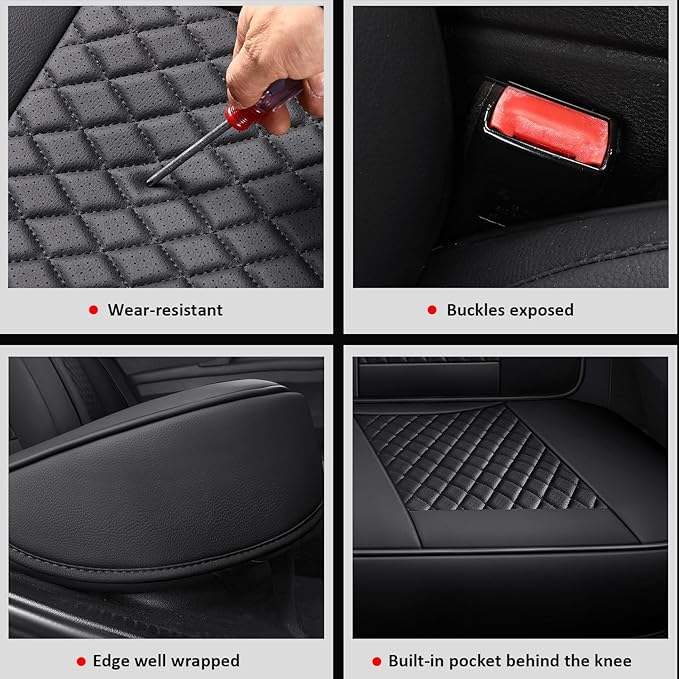 MIROZO Seat Covers Full Coverage,Waterproof Car Seat Covers Full Set Leather Car Seat Protector Automotive Seat Covers Univer