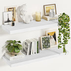 Vivelove White Floating Shelves 12 Inches Deep, [Wood Grain Texture] 24x12 Floating Shelves for Wall with Invisible Brackets,