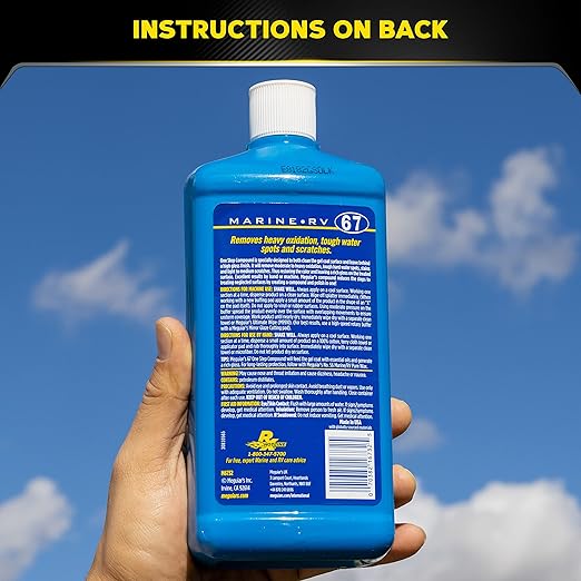 Meguiar’s Marine/RV One Step Compound, M6732, Removes Oxidation, Stains, Scratches, and Water Spots, Restores Color and Shine to Fiberglass Gel Coat Finishes, Christmas Gift Ideas for Car Dads, 32 Oz