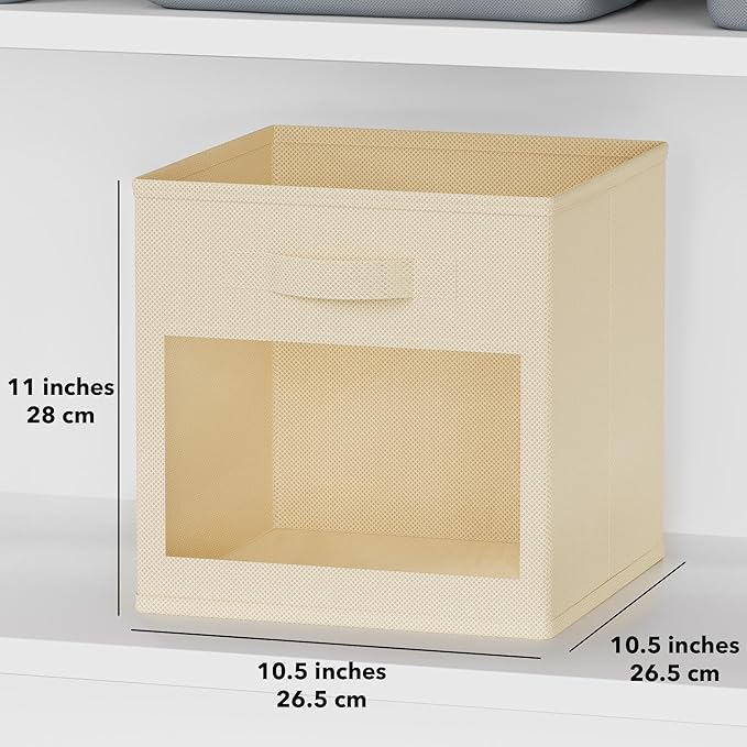 SpaceAid Storage Cubes with Clear Windows, Set of 6 Fabric Bins, 11 Inch Foldable Baskets Boxes for Closet, Cubby Shelf or Cu